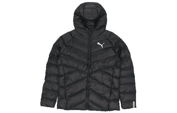 Puma Logo Down Jacket Hoodie Black