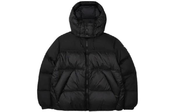 FILA Solid Color Hoodie Down Jacket Black
