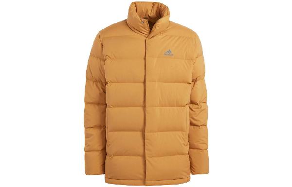 adidas Logo Print Down Jacket Brown