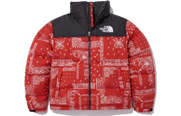 The North Face Logo Print Puffer Jacket Red