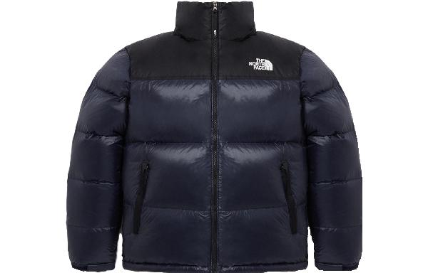 The North Face Logo Print Down Jacket Navy