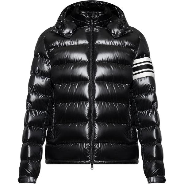 Moncler Striped Zip Hoodie Jacket Black